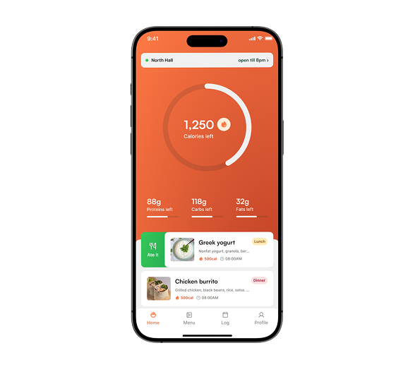 Daily meal logging screen